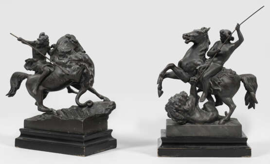 Paar Skulpturen "Kämpfende Amazone" und "Löwenkämpfer" - photo 1