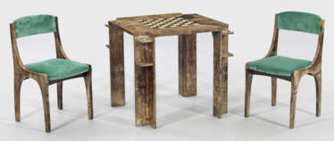 Außergewöhnlicher Spieltisch und Paar Stühle von Aldo Tura