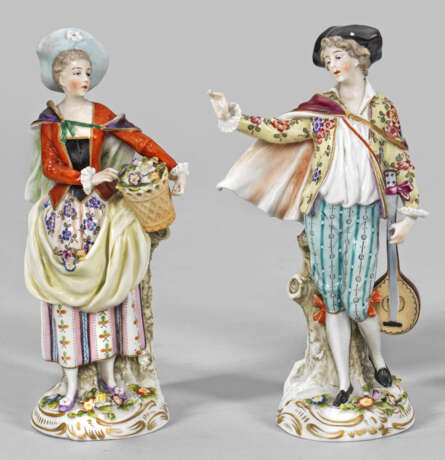 Figurenpaar "Gärtnerin" und "Lautenspieler" - Foto 1