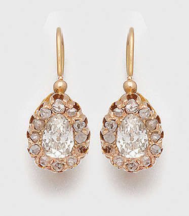 Paar Belle Epoque Diamant-Ohrringe - фото 1