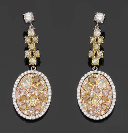 Paar extravagante Fancy Diamant-Ohrgehänge - Foto 1