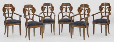 Набор из шести подлокотниками стулья в стиле ампир