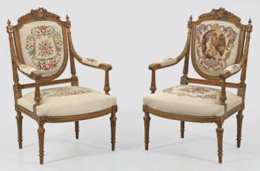 Paar Louis XVI-Armlehnstühle