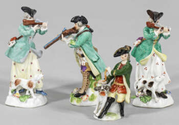 Vier Miniatur-Jägerfiguren