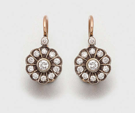Paar russische Diamant-Ohrringe - photo 1
