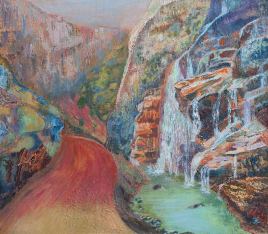 “Chegem waterfalls” Canvas Acrylic paint Landscape painting 2018 - photo 1