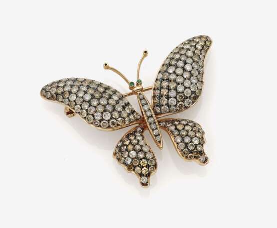 Schmetterlingsbrosche mit champagnerfarbenen Brillanten - фото 1