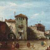 Guardi, Francesco 1712 Venedig - 1793 ebenda. Guardi, Francesco, Nachfolge . Venezianische Szene Im Vordergrund ein kleiner Platz mit Figurenstaffage - Foto 1