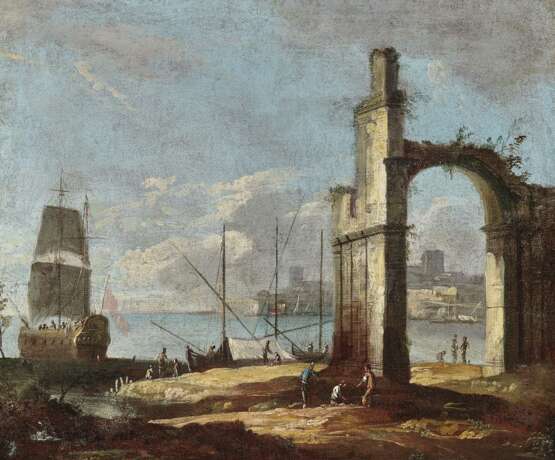 Guardi Francesco 1712 à Venise - 1793 ebenda. Guardi, Francesco, De La Succession . Phantastische Hafenansicht mit antiker Ruine - photo 1