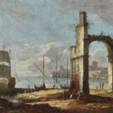 Guardi, Francesco 1712 Venedig - 1793 ebenda. Guardi, Francesco, Nachfolge . Phantastische Hafenansicht mit antiker Ruine - Foto 1