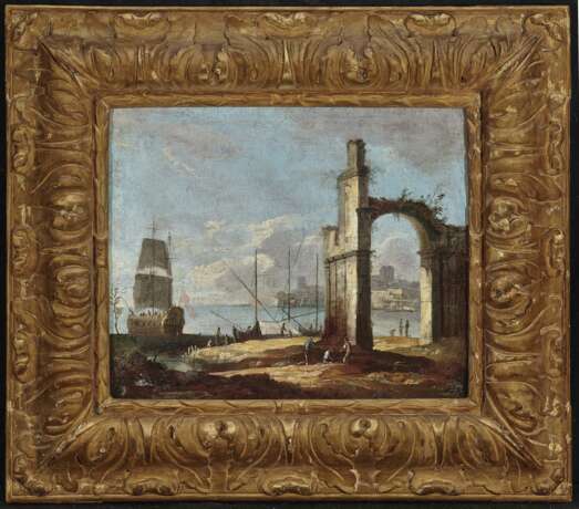 Guardi Francesco 1712 Venedig - 1793 ebenda. Guardi, Francesco, Succession . Phantastische Hafenansicht mit antiker Ruine - photo 2