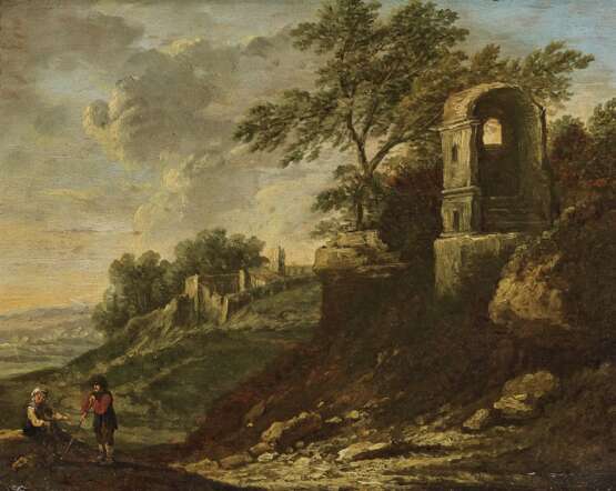 Unbekannt. Unbekannt, 18. Jahrhundert. Hirtenpaar in Ruinenlandschaft - Foto 1