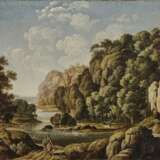 Kobell, Ferdinand 1740 Mannheim - 1799 München. Kobell, Ferdinand, zugeschrieben . Felsige Flusslandschaft mit Figurenstaffage - Foto 1