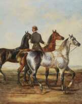 Reiter mit drei Pferden 