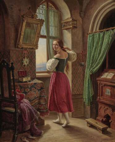 Кольбе (Карл-Вильгельм Кольбе d. Дж., 1781, Берлин - 1853 продает, ?), З.. Кольбе, С.. Junge Frau am Fenster - фото 1