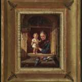 Rentzell, August von 1810 Marienwerder - 1891 Berlin. Rentzell, August von. Kindliche Freude Mutter mit Kind am Fenster beim Füttern der Tauben - Foto 2