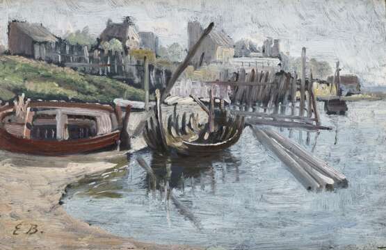 Boudin, Eugene Honfleur 1824 - 1898 Deauville. Boudin, Eugene. Zwei Boote im Hafen - photo 1
