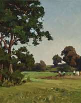 Landschaft mit Bauern bei der Feldarbeit 