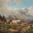 Ziegen und Rinder in Gebirgslandschaft - Archives des enchères