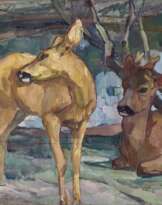 Bock und Geiß (Zwei Rehe am See)