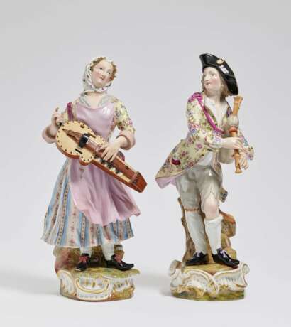 Meissen, 2. Half of the 19th century. Century. Musikantenpaar "Dudelsackspieler und Drehleierspielerin" - photo 1