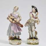 Meissen, 2. Hälfte 19. Jahrhundert. Musikantenpaar "Dudelsackspieler und Drehleierspielerin" - Foto 1