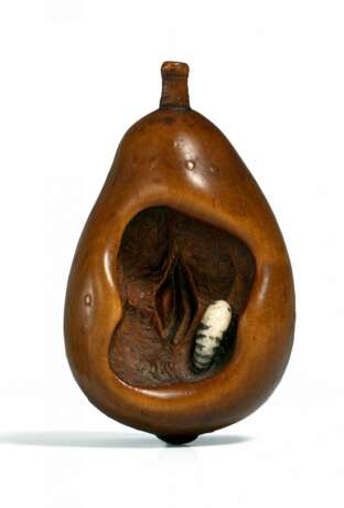 Netsuke: Birne mit Made - photo 1