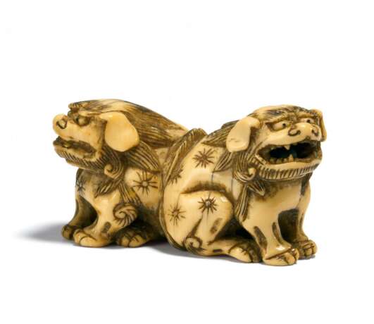 Netsuke: Paar kleiner Shishi-Löwen - Foto 1