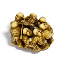 Netsuke: Gruppe von sieben Blinden