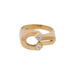 Ring mit 2 Diamantcarrés, zusammen ca. 0,3 ct,