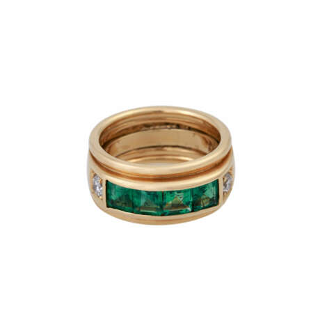 Ring mit 4 Smaragdcarrés zusammen ca. 1,2 ct, - Foto 1