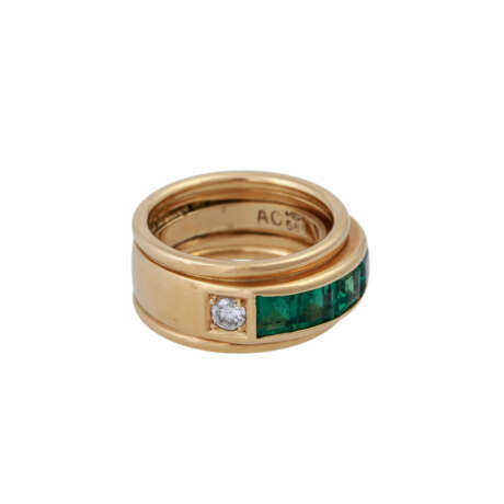 Ring mit 4 Smaragdcarrés zusammen ca. 1,2 ct, - photo 2