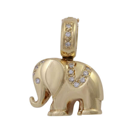 Clip-Anhänger "Elefant" mit Brillantbesatz, - photo 1