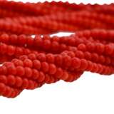 Lange Kette, 6-reihig aus roten Korallenkugeln, ca. 4 mm, - Foto 5