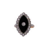 Ring mit Onyxplatte in Navetteform und Diamanten ca. 0,45 ct, - Foto 1