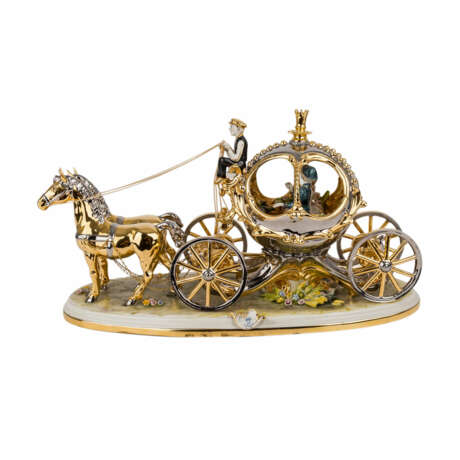 CAPODIMONTE Figurengruppe 'Kutsche mit 2 Pferden', 20. Jahrhundert. - Foto 1