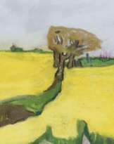 Landschaft mit Rapsfeld.