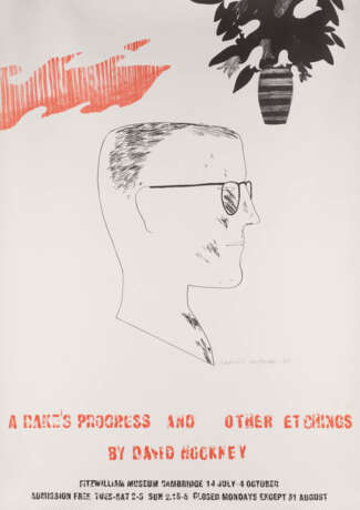 David Hockney. A RAKE'S PROGRESS AND OTHER ETCHINGS' (AUSSTELLUNGSPLAKAT 1963) - Foto 1