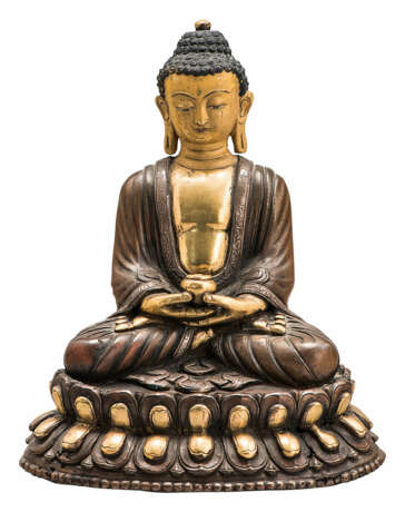 Kleiner Buddha Amitabha auf Lotosthron mit Almosengefäß - Foto 1