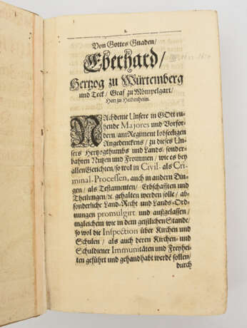 "WÜRTTEMBERGISCHE VERORDNUNGEN", in Schweinsleder gebundenes Papier, Württemberg 1670 - photo 4