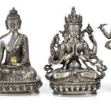 Vier Metallfiguren,U.A. Buddha - Foto 1