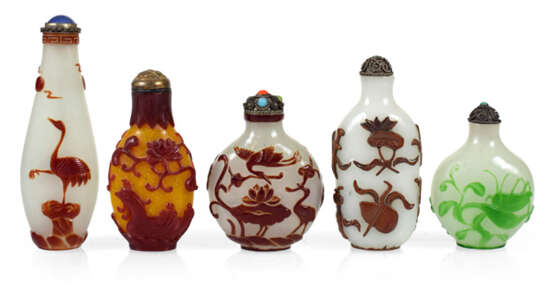 Fünf Snuffbottles, Pekingglas, - фото 1