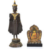 Buddha, Bronze, Und Holzrelief - photo 1