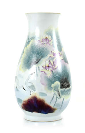 Vase, Reiher/Lotus, Porzellan - photo 1