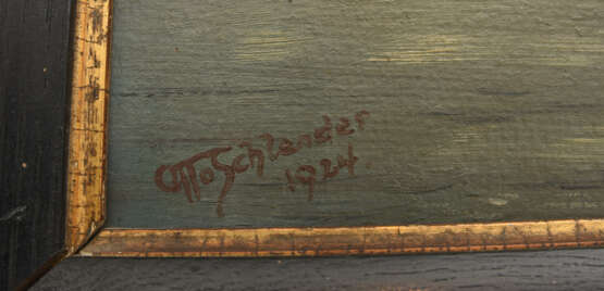 OTTO SCHLENDER,"Vollmond überm See", Öl auf Karton, gerahmt, signiert und datiert - Foto 2