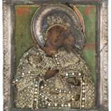 Gottesmutter von Wladimir mit Silberbasma und Perlenoklad - фото 1