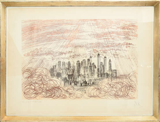 SALVADOR DALÍ, "Manhattan No 4", Farbradierung (Épreuve d´artiste), hinter Glas gerahmt, signiert, 1964/65 - Foto 1