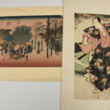 PAAR FARBHOLZSCHNITTE "KUNISADA", auf Papier mit Passepartout, gestempelt, Japan 1. Hälfte 19. Jahrhundert - Foto 1