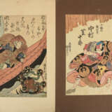 PAAR FARBHOLZSCHNITTE "KUNISADA", auf Papier mit Passepartout, gestempelt, Japan 1. Hälfte 19. Jahrhundert - фото 2