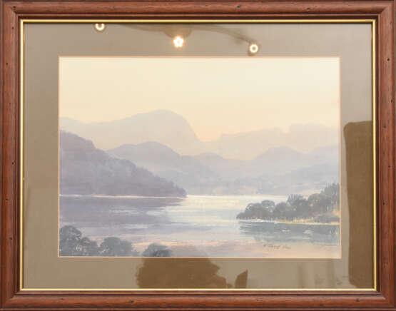 E.GRIEG HALL" View from South Lodge",Aquarell/Wasserarbe auf Papier, hinter Glas im Passepartout gerahmt und signiert - Foto 1